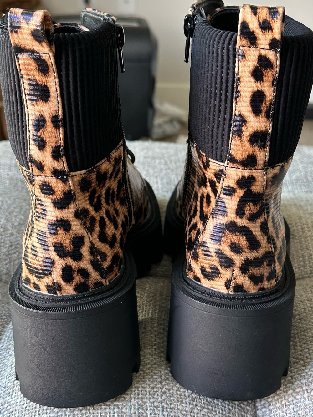 AZALEA WANG ESPECIAL LEOPARD LACE-UP PLATFORM COMBAT BOOTIES SZ 7.5 NEW - Picture 7 of 10